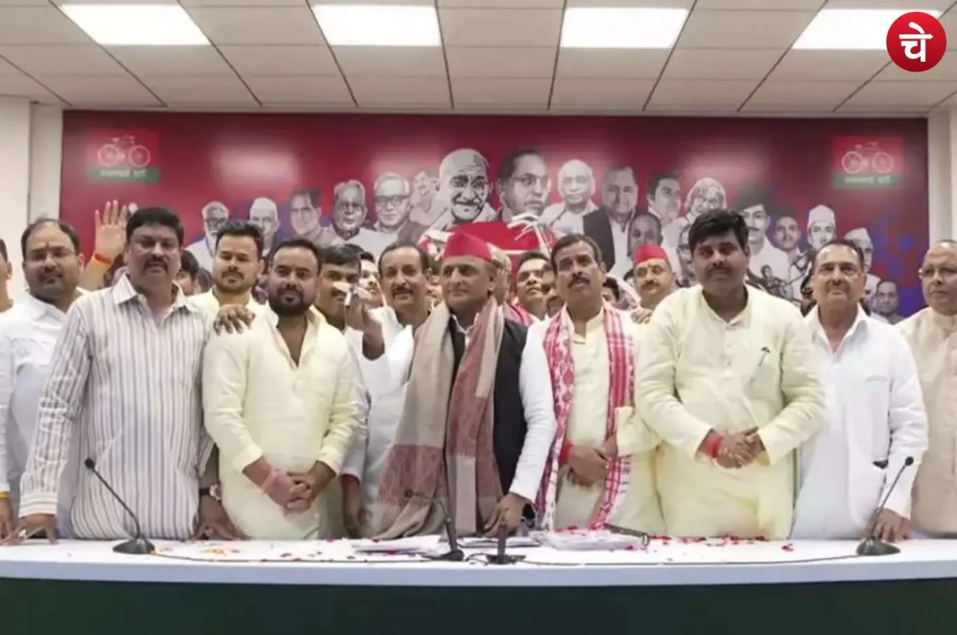 Bhawani Bhikh Shukla and his five sons joined the SP alongside Akhilesh Yadav